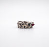 Melted silver ring with Red Ruby