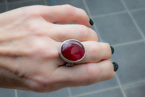 δαχτυλιδι ασημενιο χειροποιητο με κοκκινο αχάτη