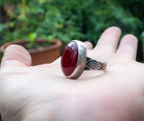 Handmade silver ring with Red Agate