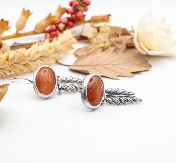 σκουλαρικια με πορτοκαλι αβεντουρινη