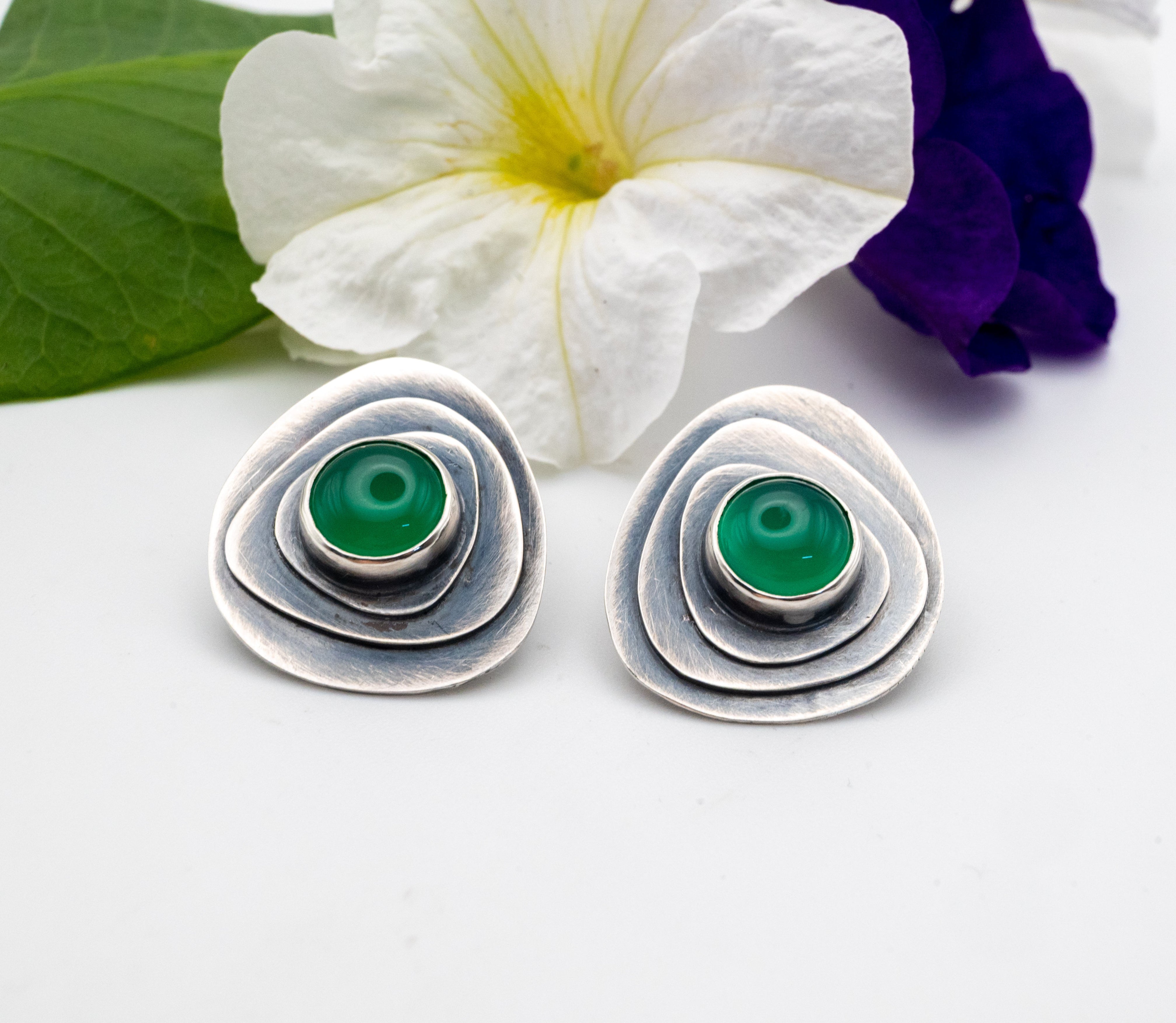 boho ασημενια σκουλαρικια καρφωτα