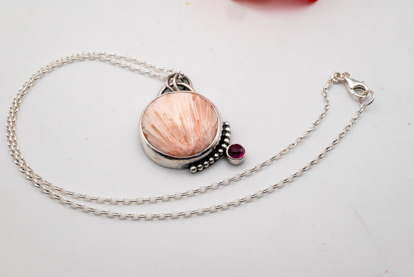 κολιε με ροζ ζαφειρι απο ασημι 925