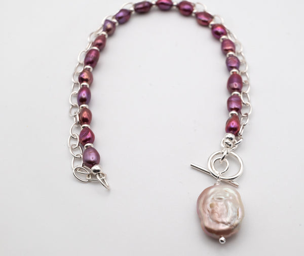 χειροποιητα γυναικεια ασημενια κολιε με μαργαριταρια γλυκου νερού και ασημι