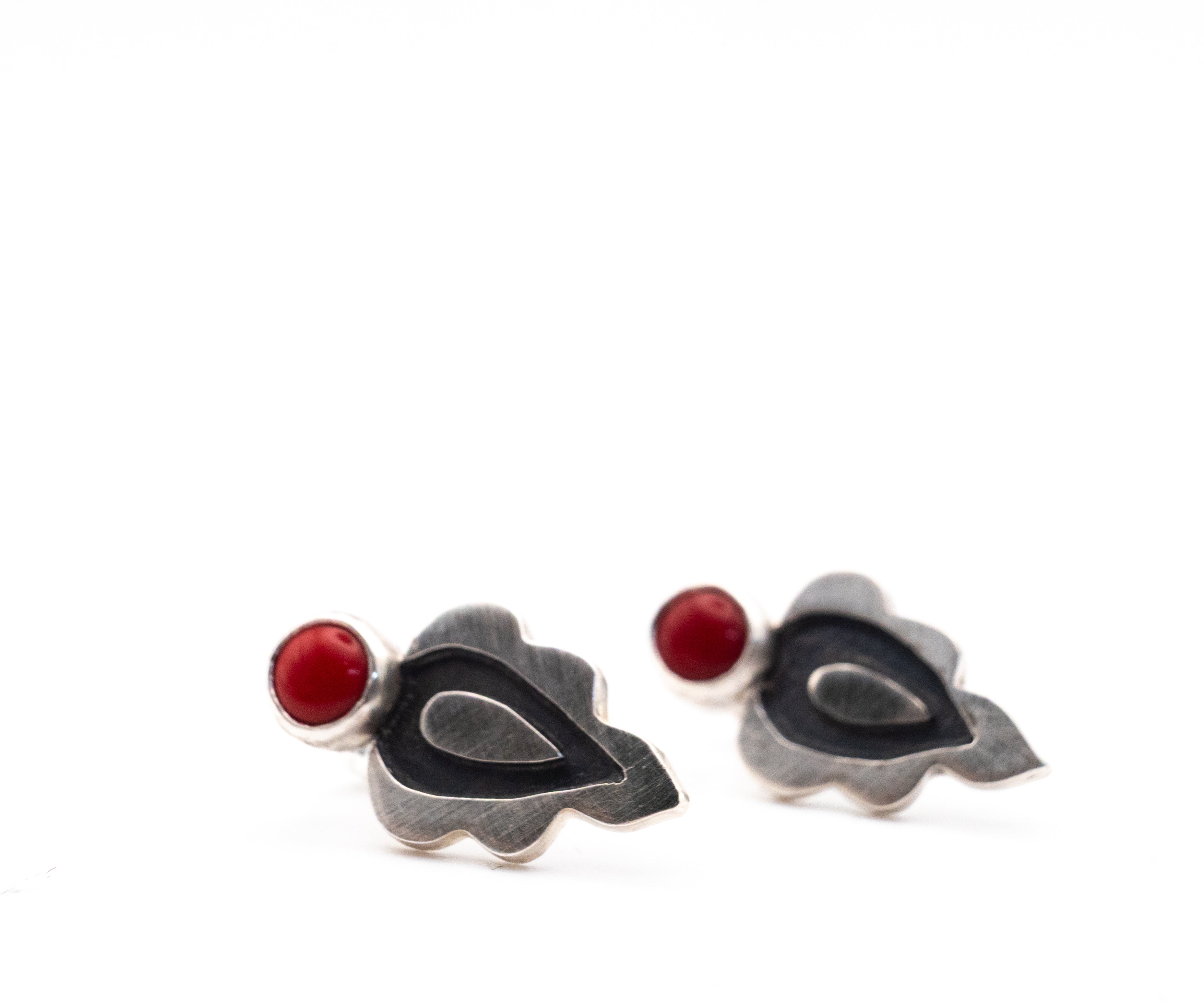 κοσμηματα με κοκκινη ροζαριτα χειροποιητα ασημενια