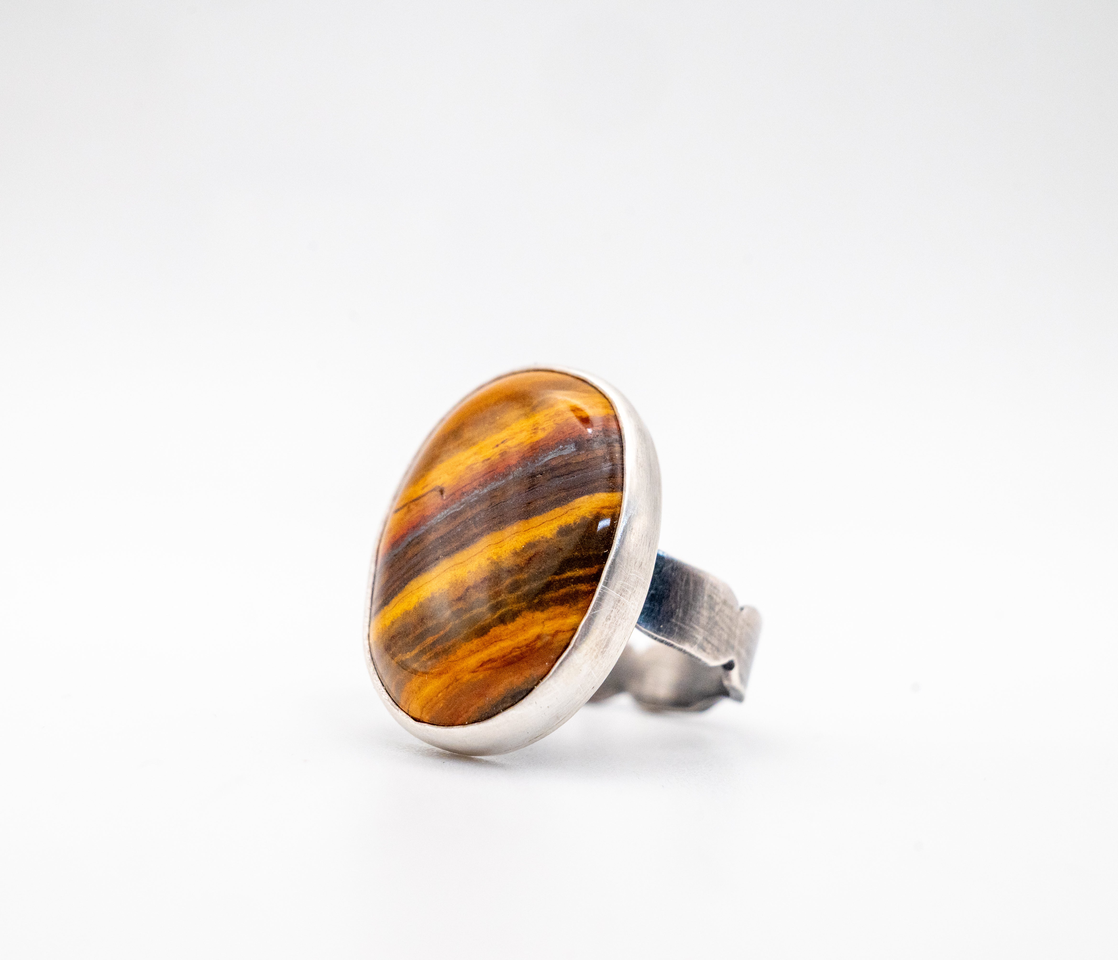 Δαχτυλίδι με φυσική πέτρα καφέ-χρυσό