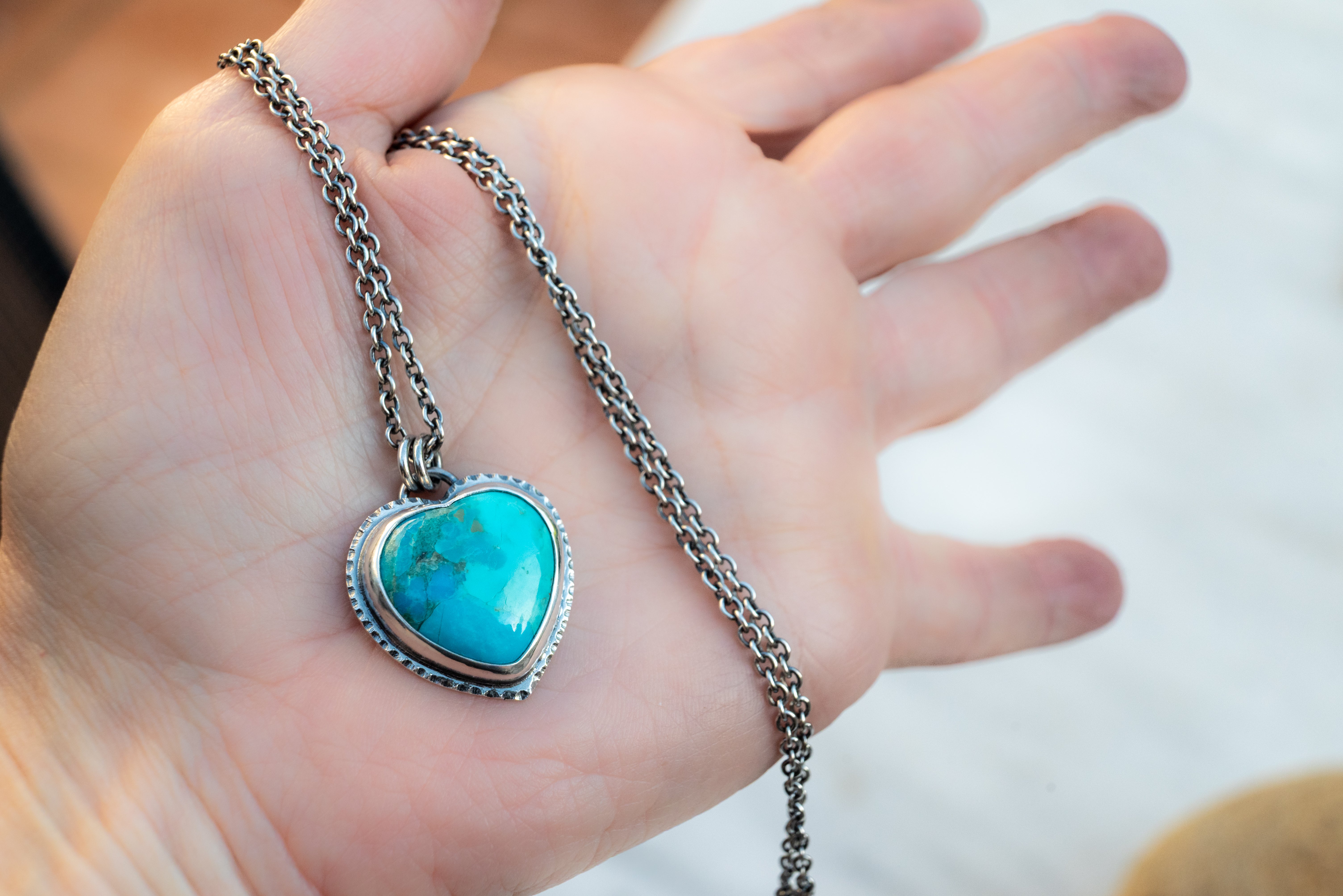 κολιε χειροποιητα απο ασημι 925 με τουρκουαζ πετρα