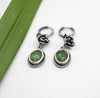 ασημενια floral σκουλαρικια με πρασινη πετρα