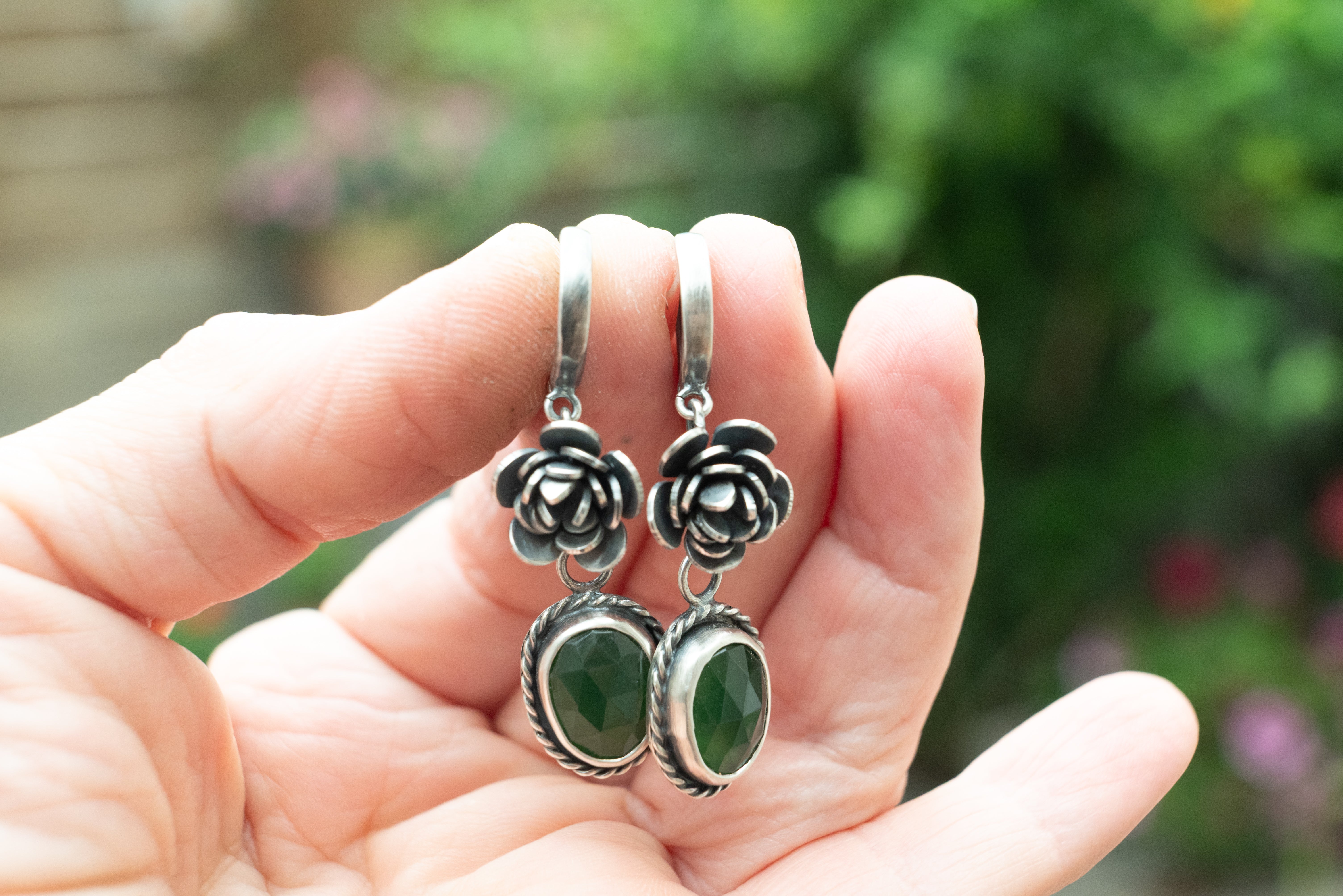 χειροποιητα ασημενια σκουλαρικια με ημιπολύτιμους λιθους