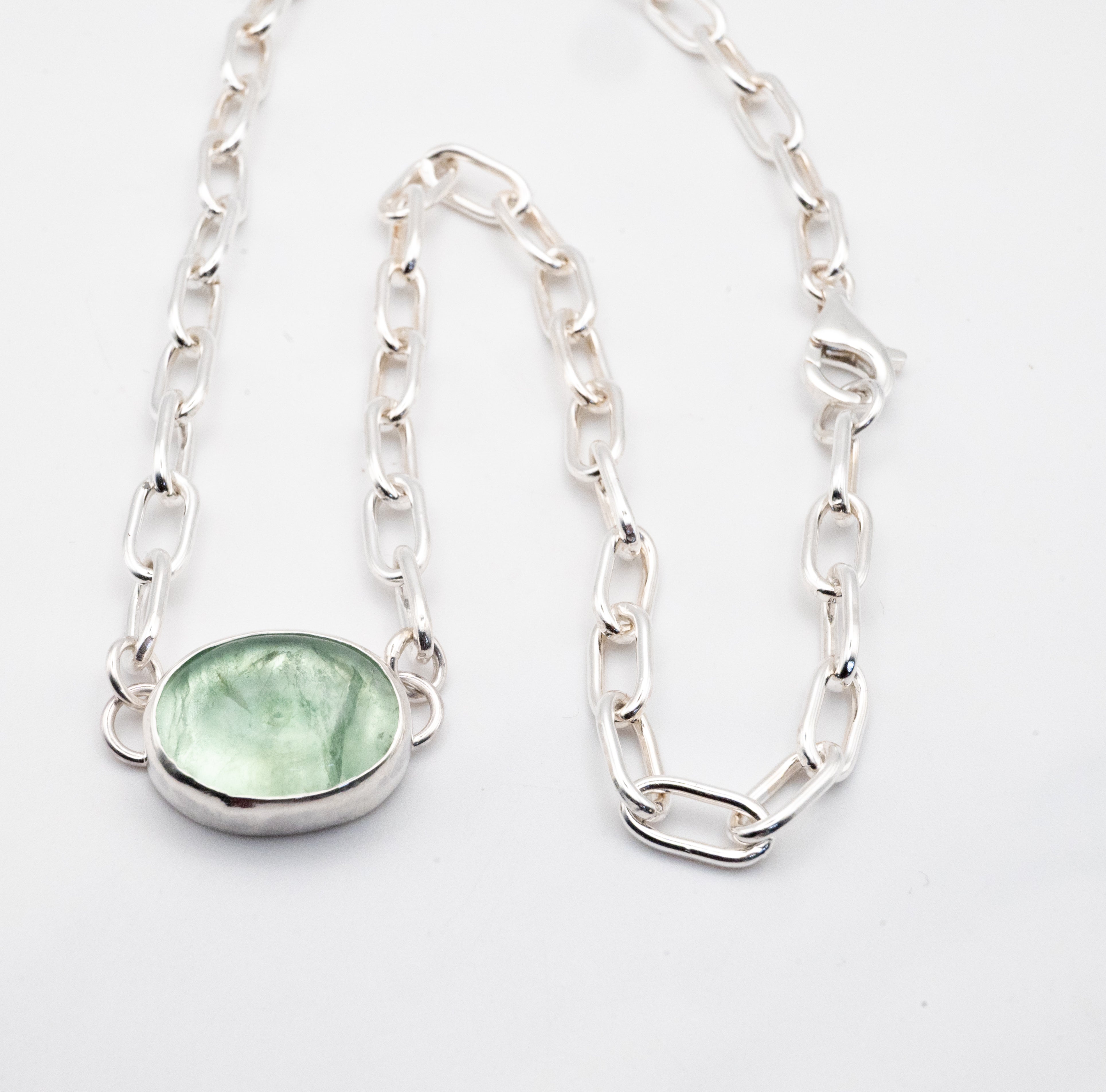 κολιε απο ασημι 925 με πρασινη πετρα