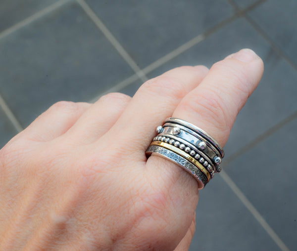 AntiStress Two Tone Δαχτυλίδι Ασήμι 925 
