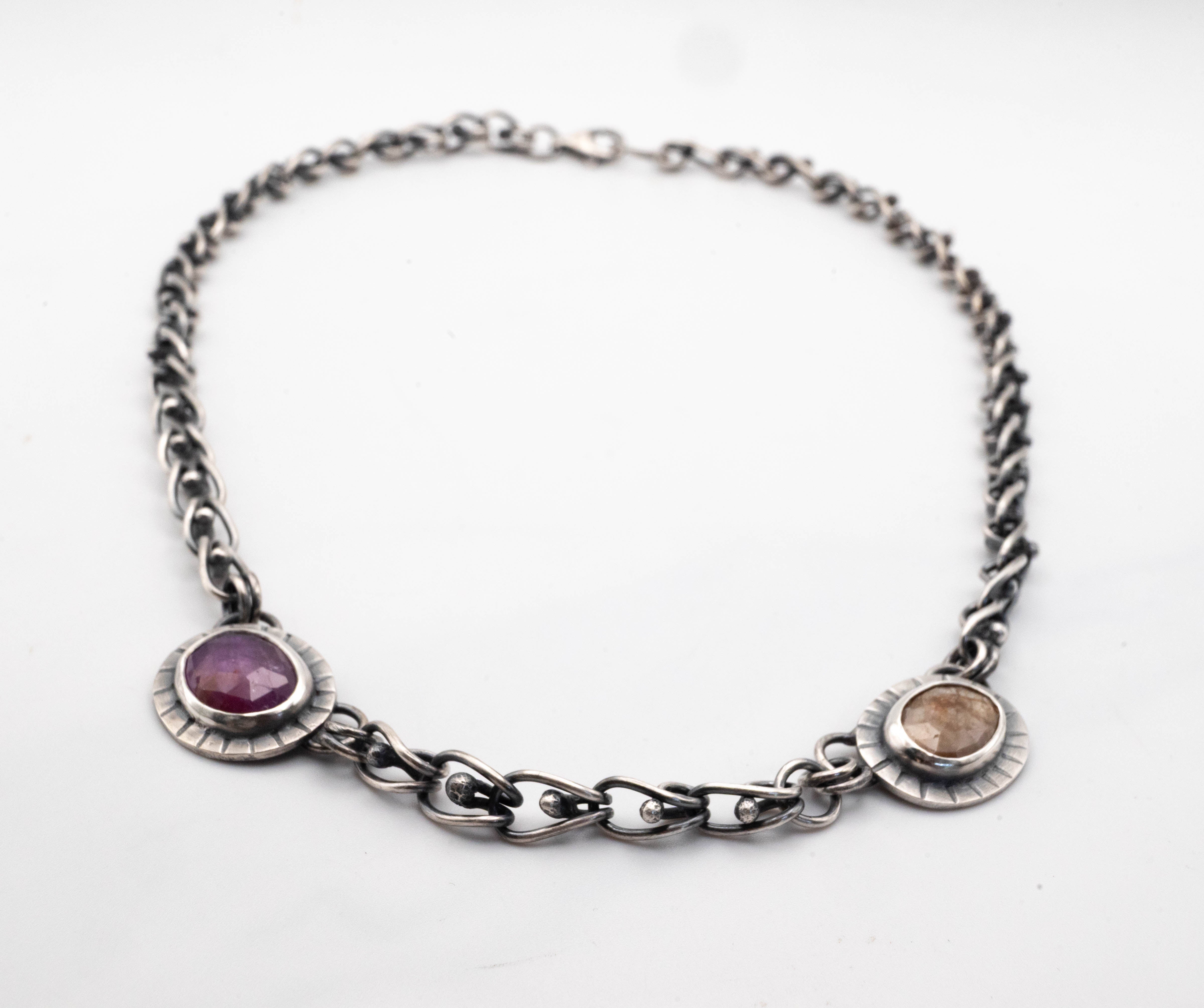 ασημενια boho κολιε ιδιαιτερα χειροποιητα