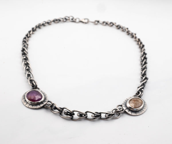 ασημενια boho κολιε ιδιαιτερα χειροποιητα