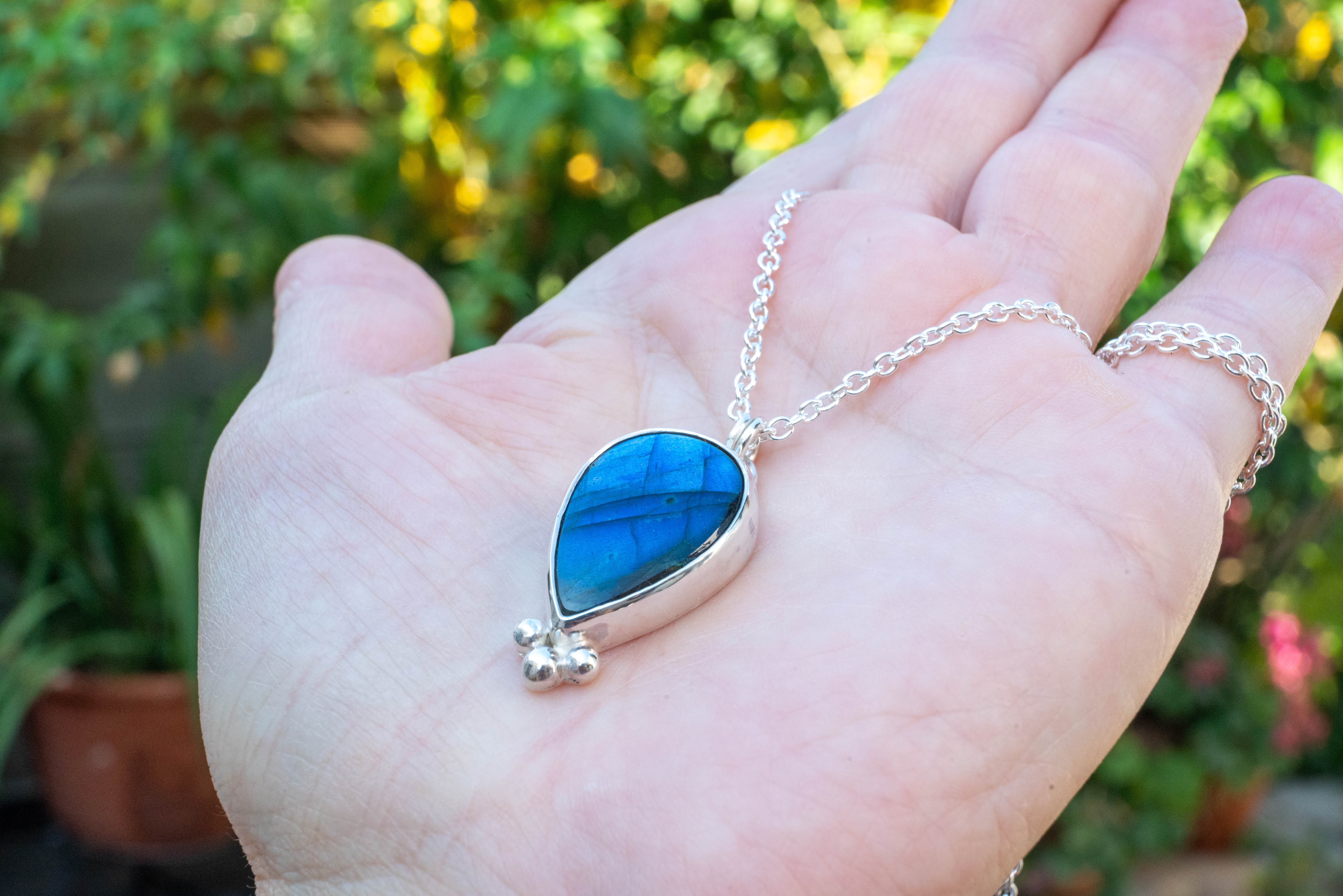 ασημενια boho κοσμηματα -κολιε με πετρες