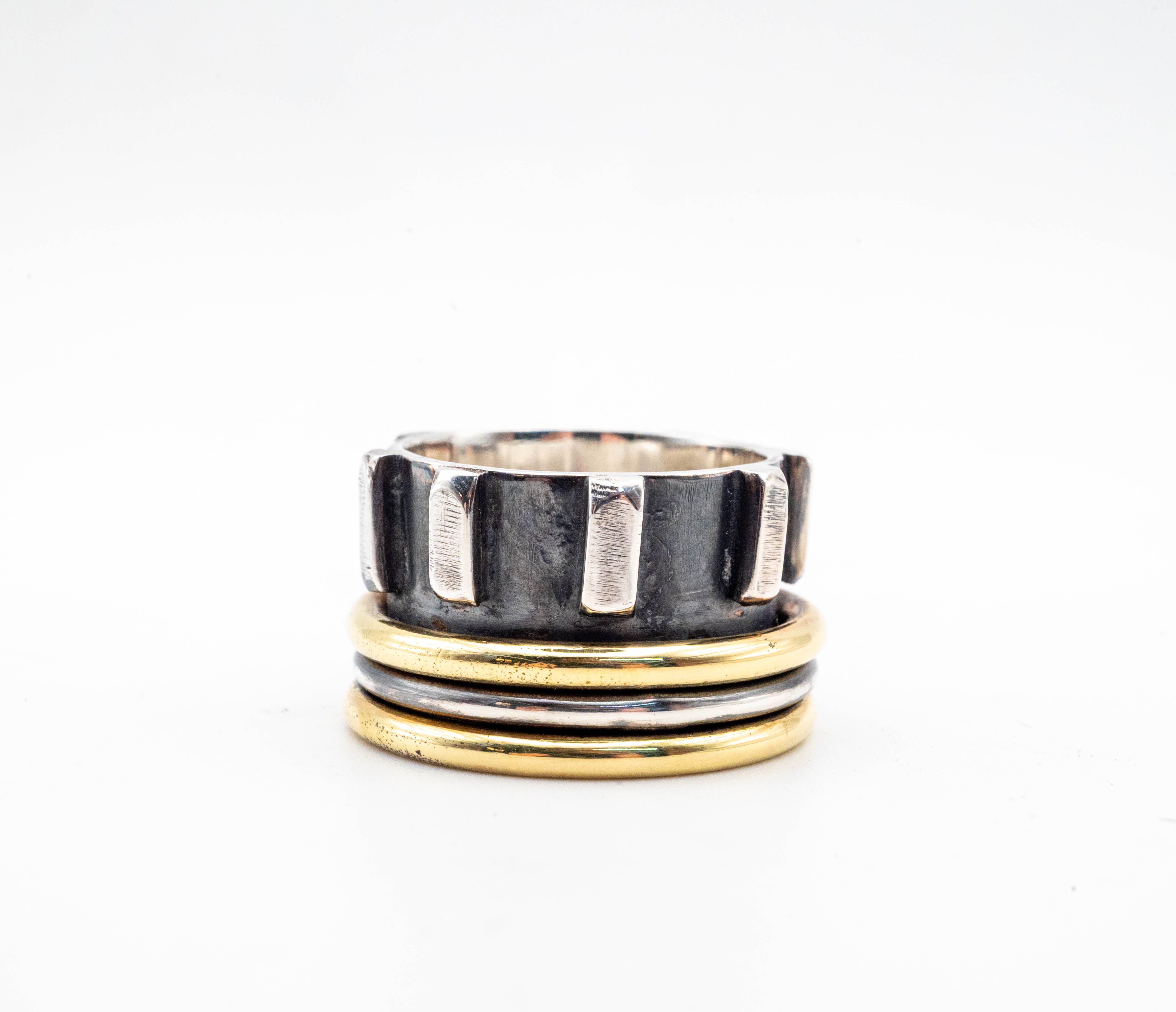 δαχτυλιδι απο ασημι και ορειχαλκο spinner