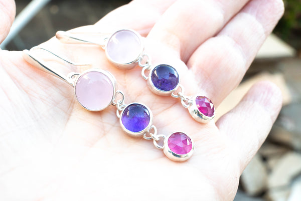 χειροποιητα ασημενια σκουλαρικια με ημιπολυτιμους λιθους