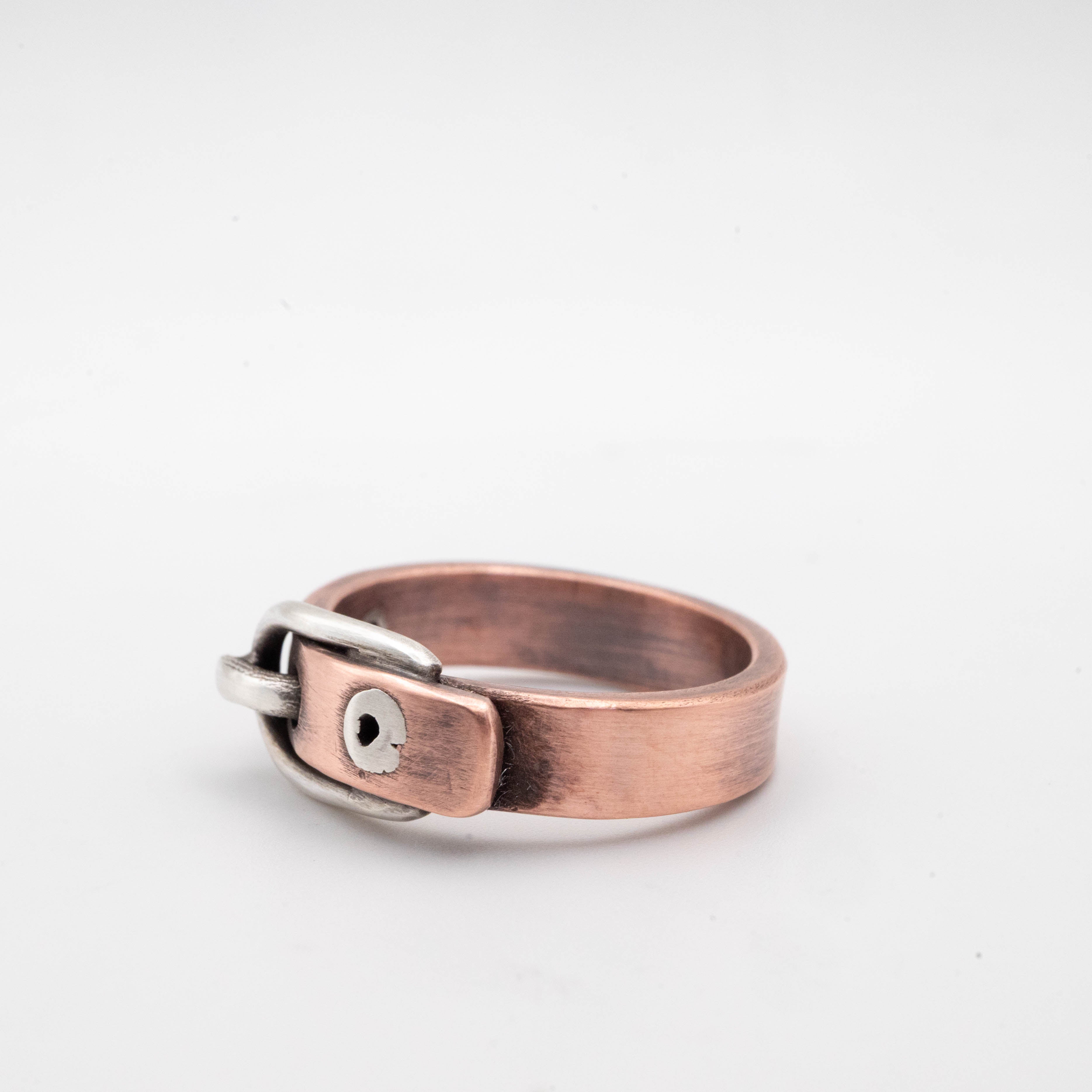Χειροποίητο δαχτυλίδι από χαλκό και ασήμι – Σχέδιο ζώνης- Unisex
