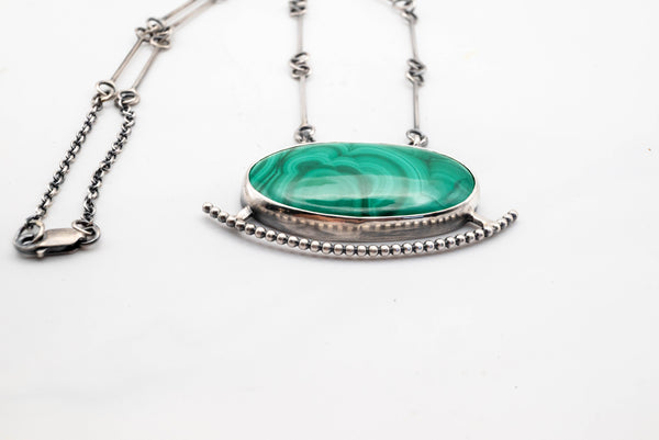 πετρα μαλαχίτης σε κολιε απο ασημι