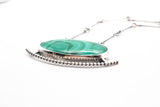 Necklace with Malachite and Handmade Silver Chain