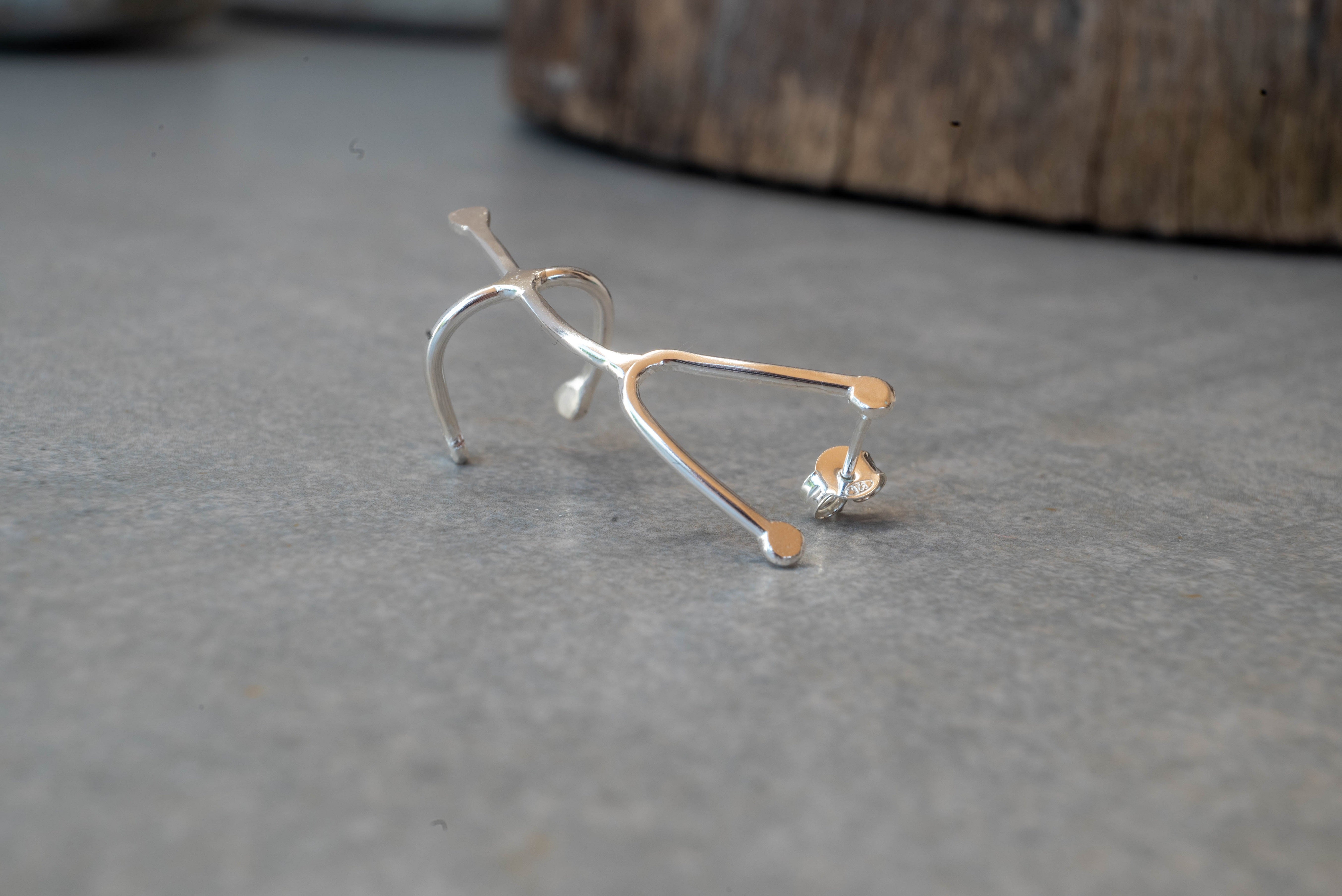 ροκ σκουλαρίκι cuff ασημένιο μεγάλο