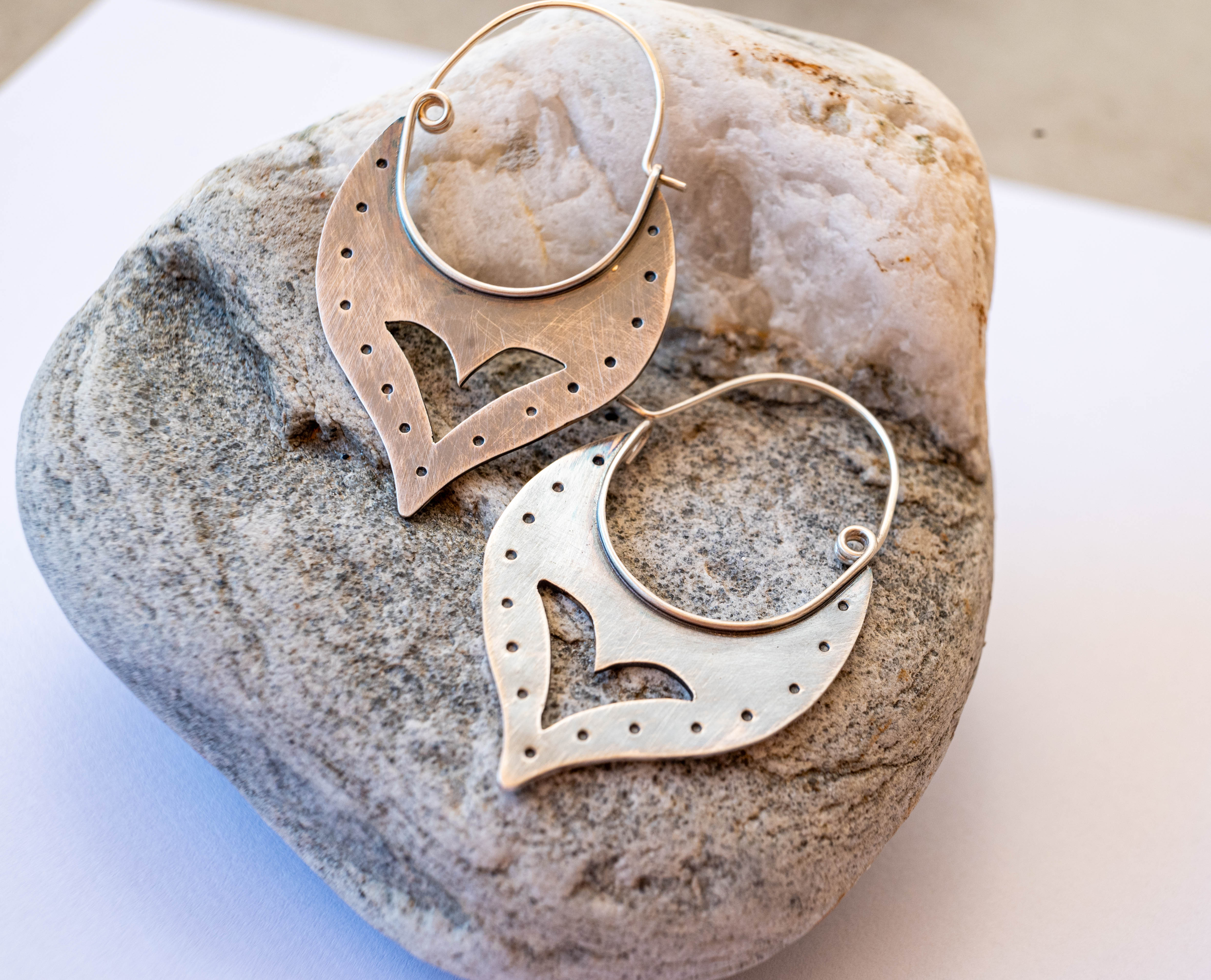 Ασημένια Rustic σκουλαρίκια