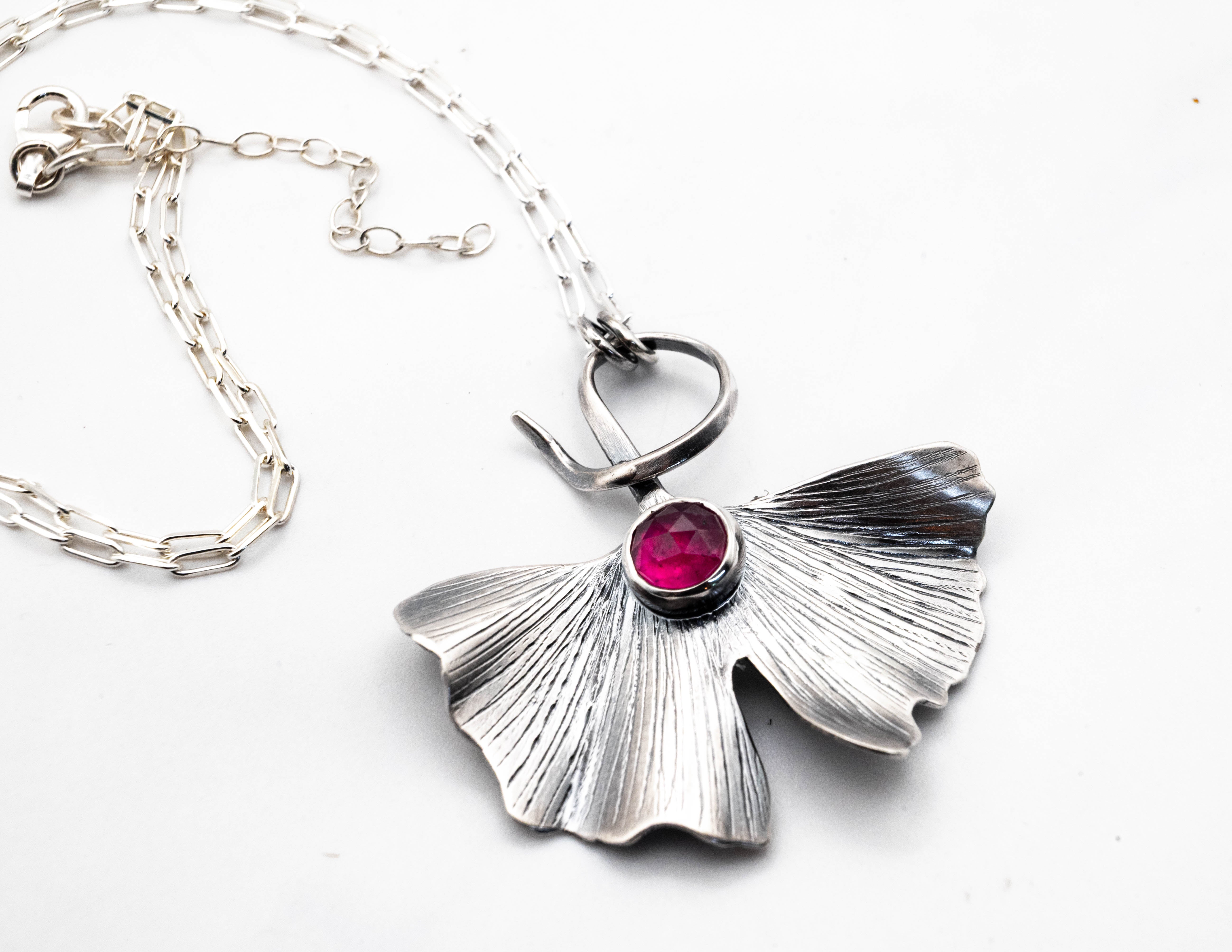 κολιε φύλλο χειροποιητο απο ασημι 925