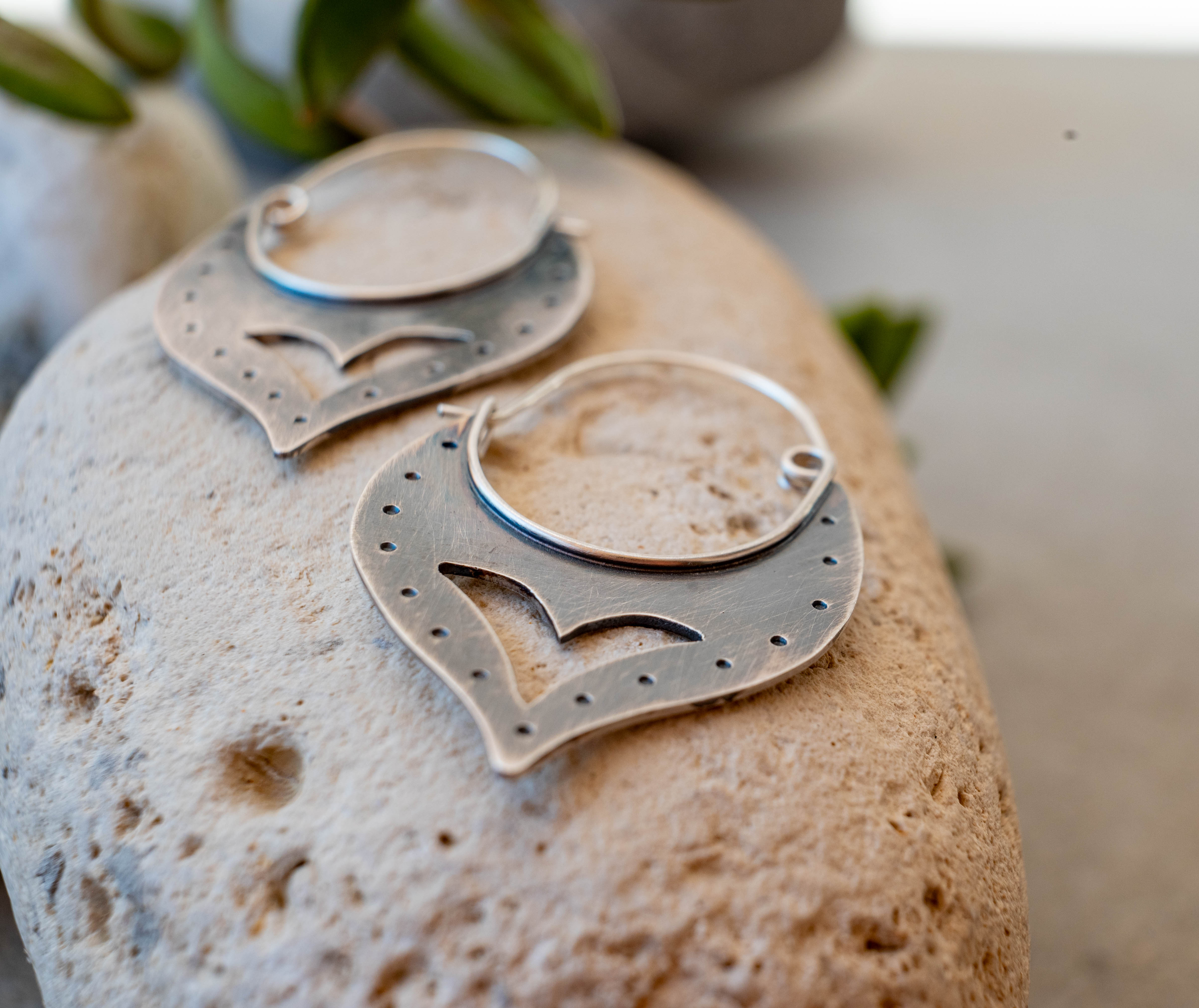 Ασημένια Rustic σκουλαρίκια