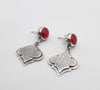 Silver earrings with red jade and Moroccan design