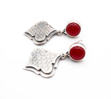 Silver earrings with red jade and Moroccan design