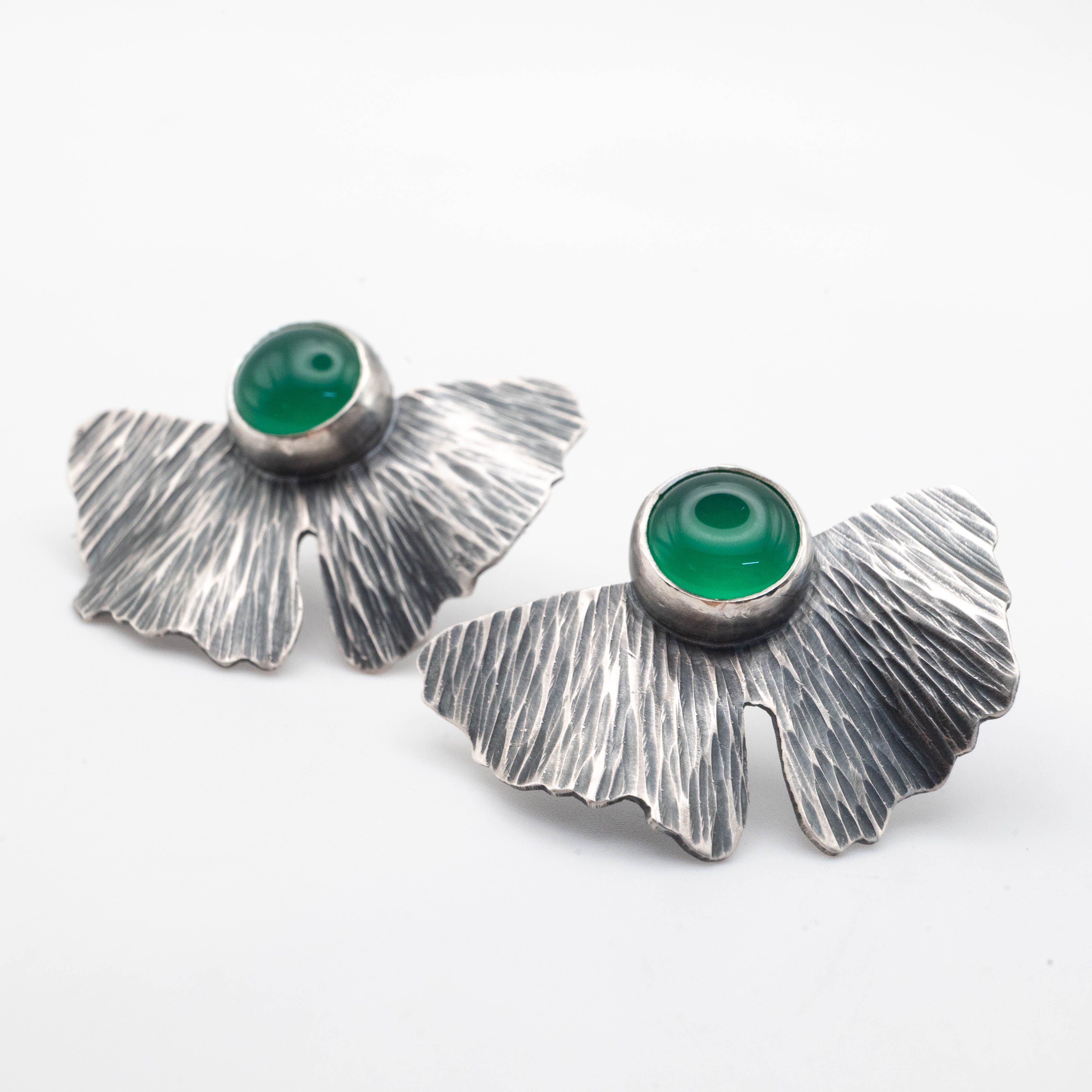 χειροποίητα ασημένια σκουλαρίκια ginkgo