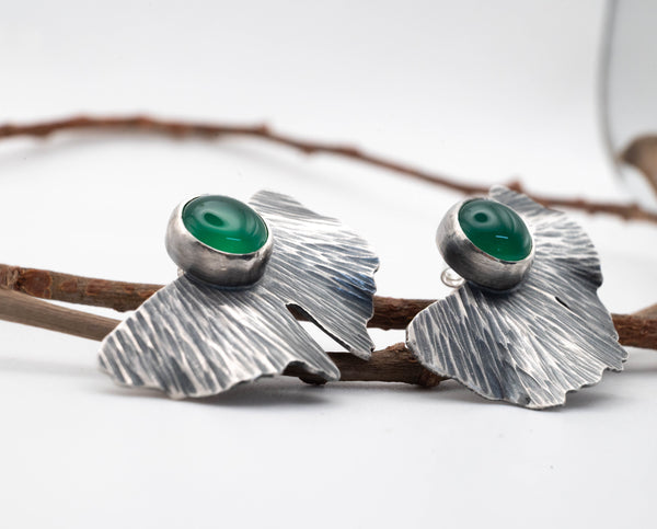 σκουλαρίκια με φυσικές πέτρες πράσινος όνυχας