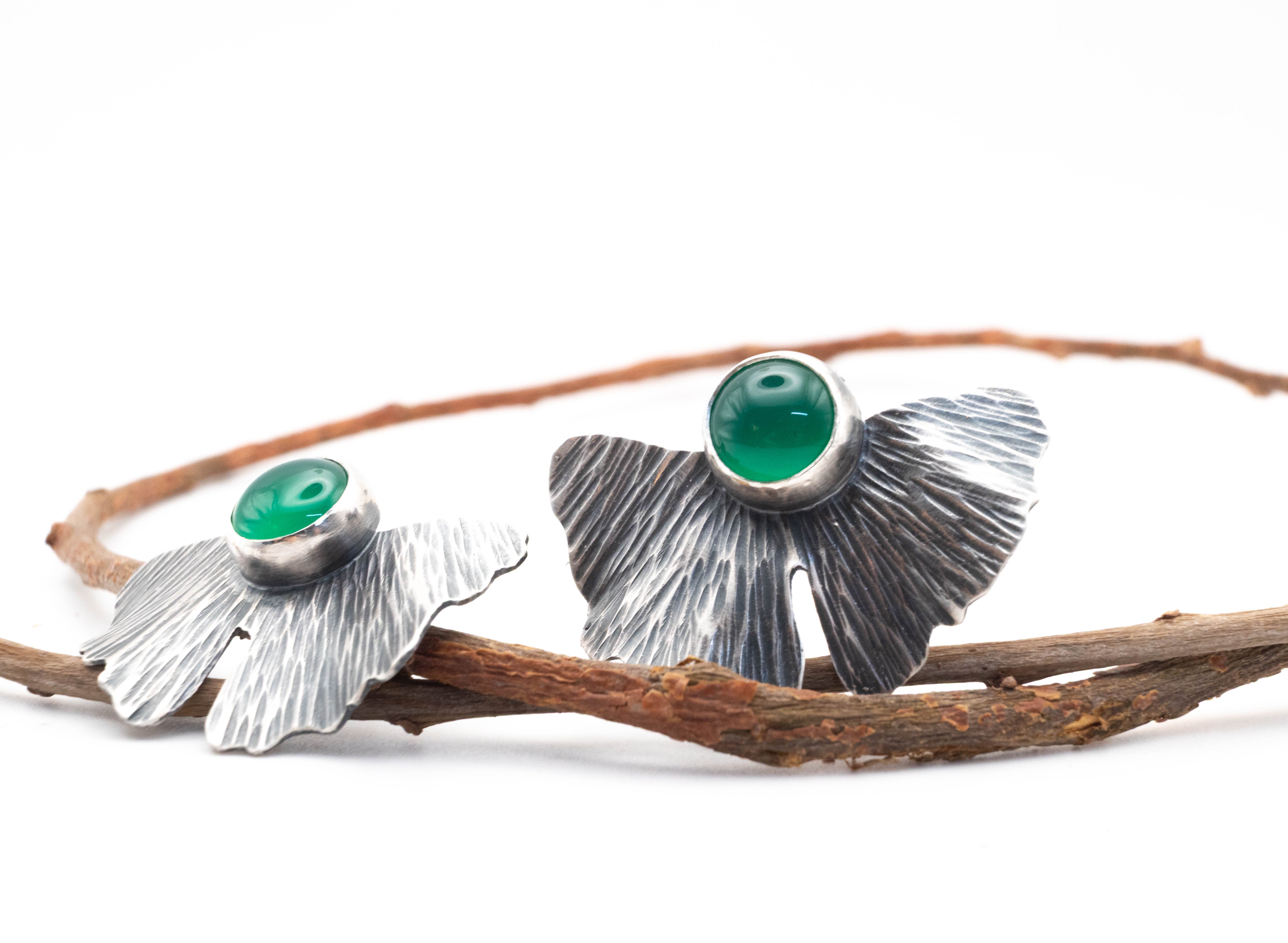 ασημένια boho σκουλαρίκια με όνυχα