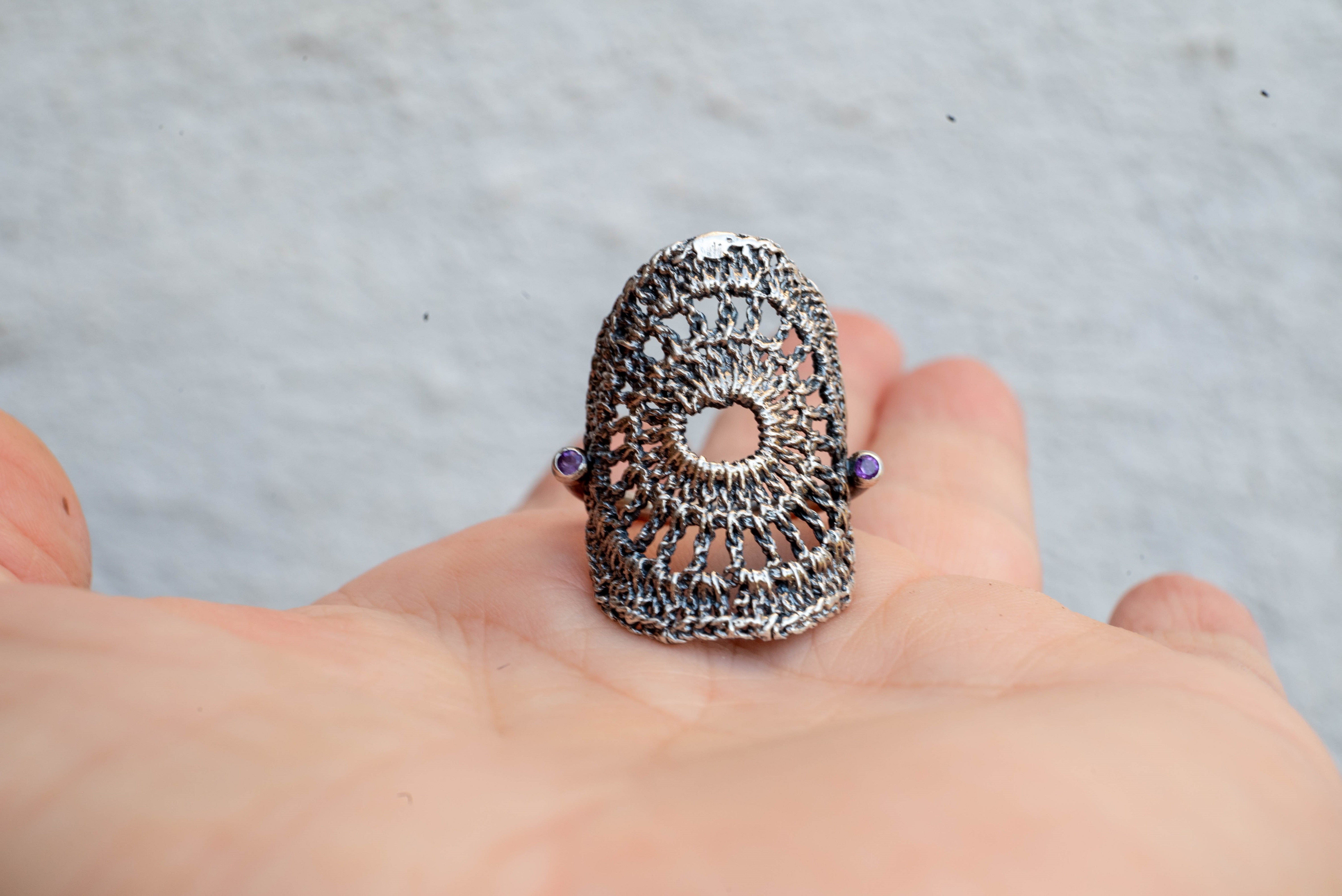 Χειροποίητο ασημένιο δαχτυλίδι με Μοτίφ