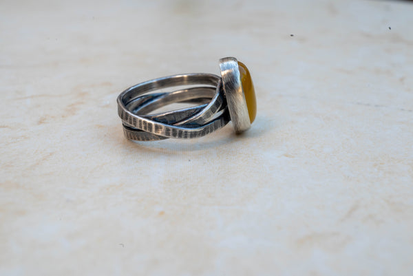 Silver ring with Yellow Chalcedony