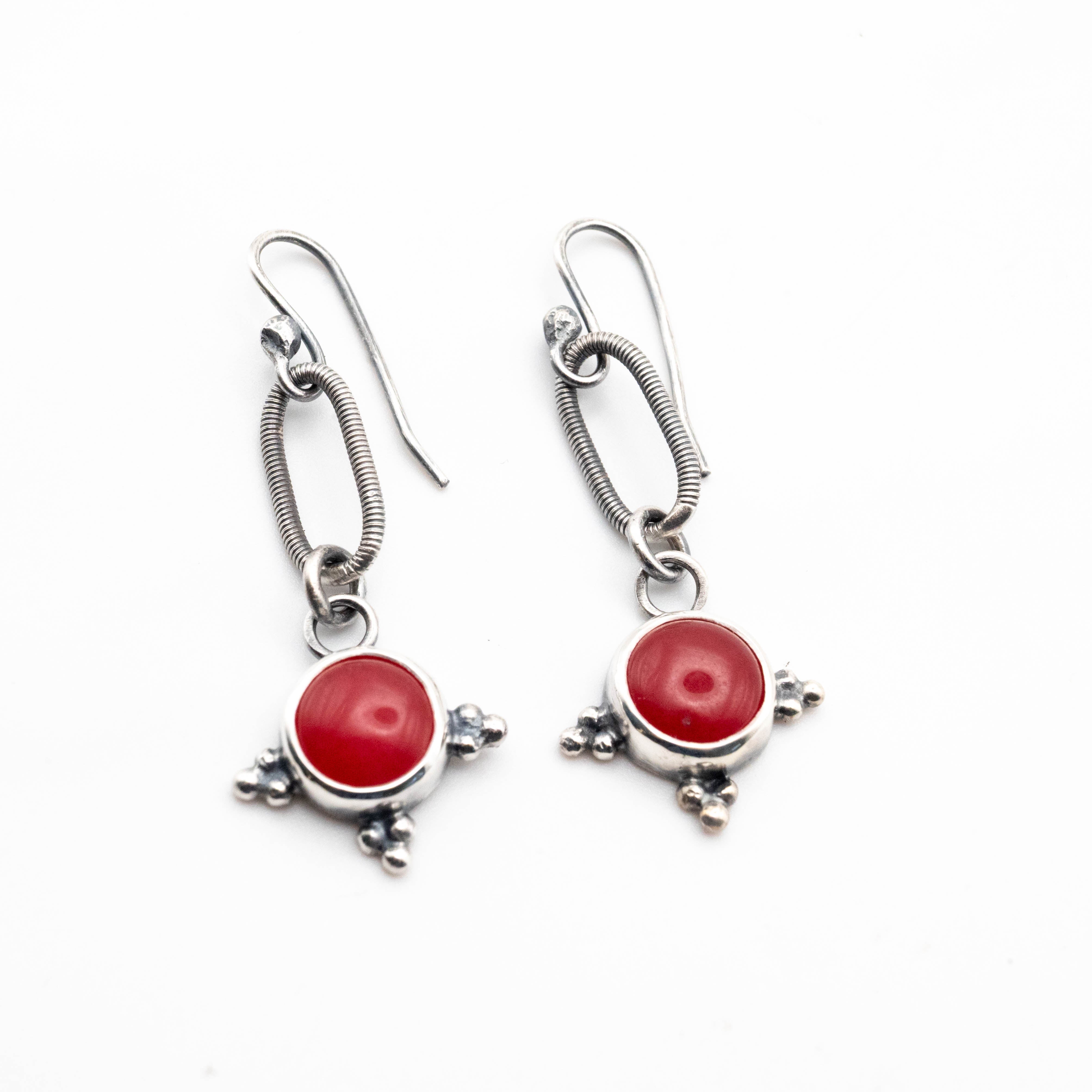σκουλαρίκια με κόκκινο νεφρίτη