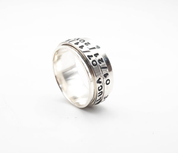 925 silver spinner ring with two spinners and personal engraving option