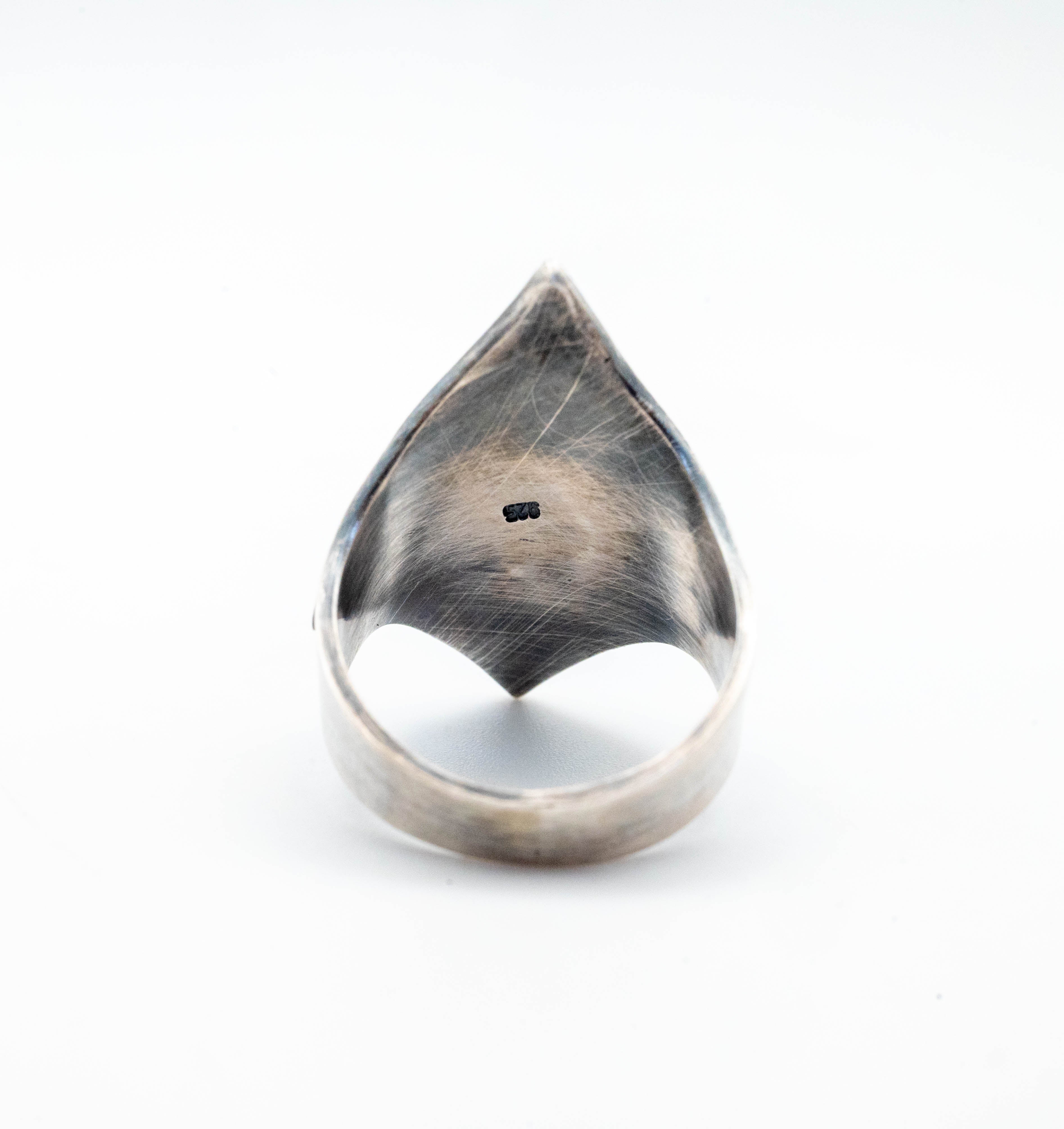 Δαχτυλίδι ασημένιο με Lab-created Ruby σε γεωμετρικό σχέδιο, με οξείδωση