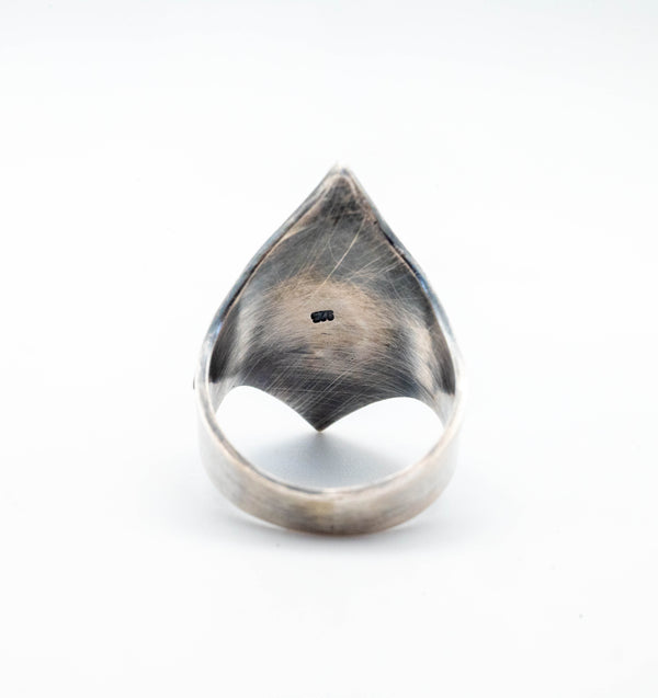 Δαχτυλίδι ασημένιο με Lab-created Ruby σε γεωμετρικό σχέδιο, με οξείδωση