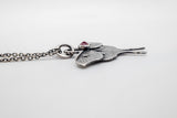 Moth Butterfly Necklace made of 925 silver with natural red Sapphire 6mm.
