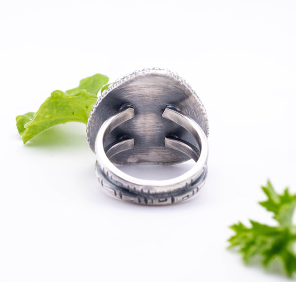 Ασημένιο χειροποίητο δαχτυλίδι καρδιά με Mohave copper turquoise