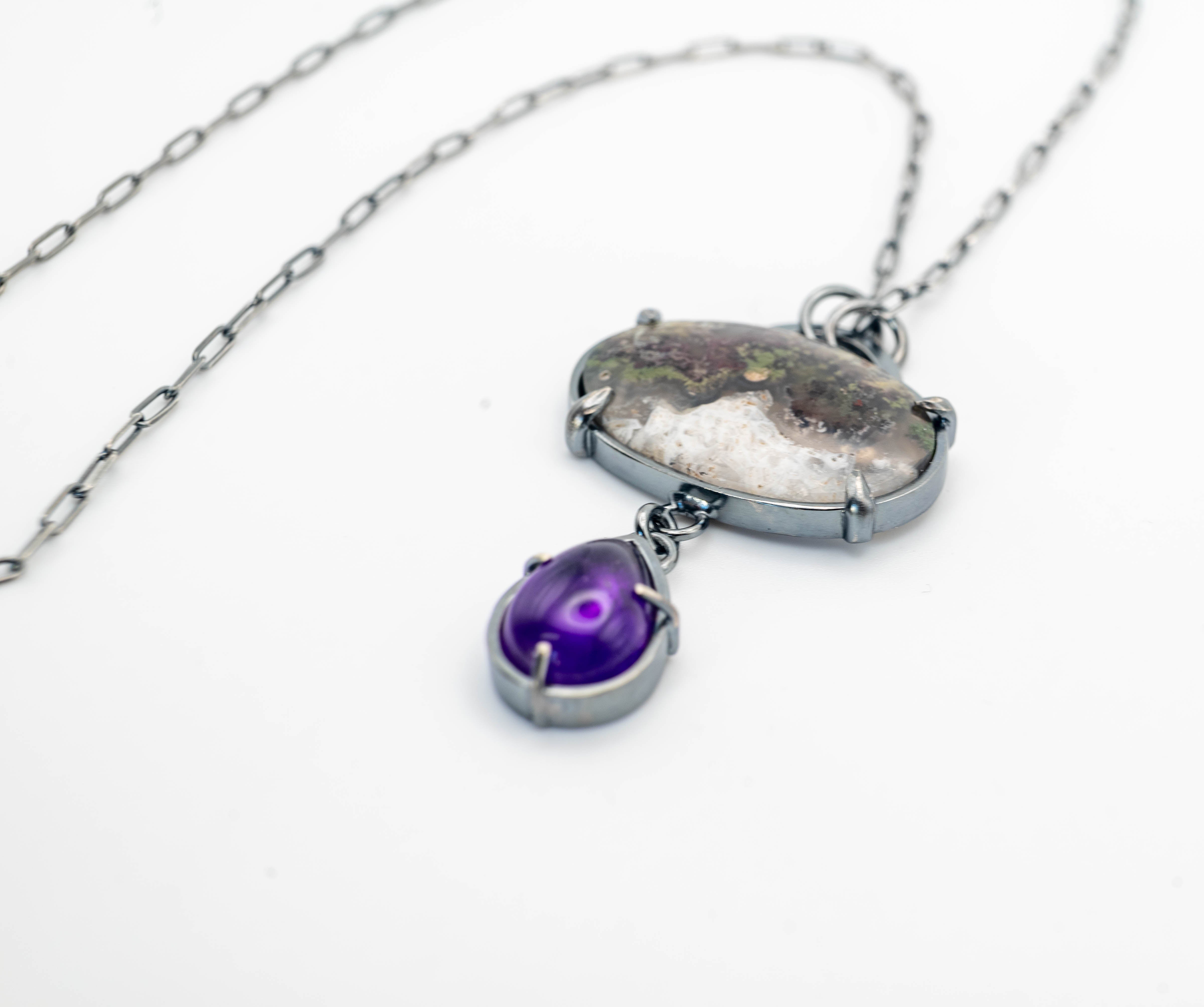 ασημενιο κολιέ με πέτρες