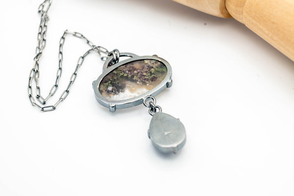 Silver necklace with Amethyst and Agate