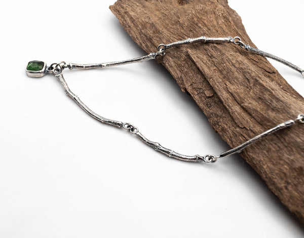 boho minimal κολιέ από ασήμι με φυσική πέτρα