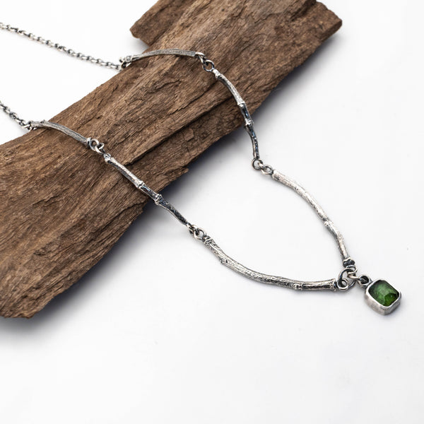 eco friendly handmade silver jewelry with green tourmaline