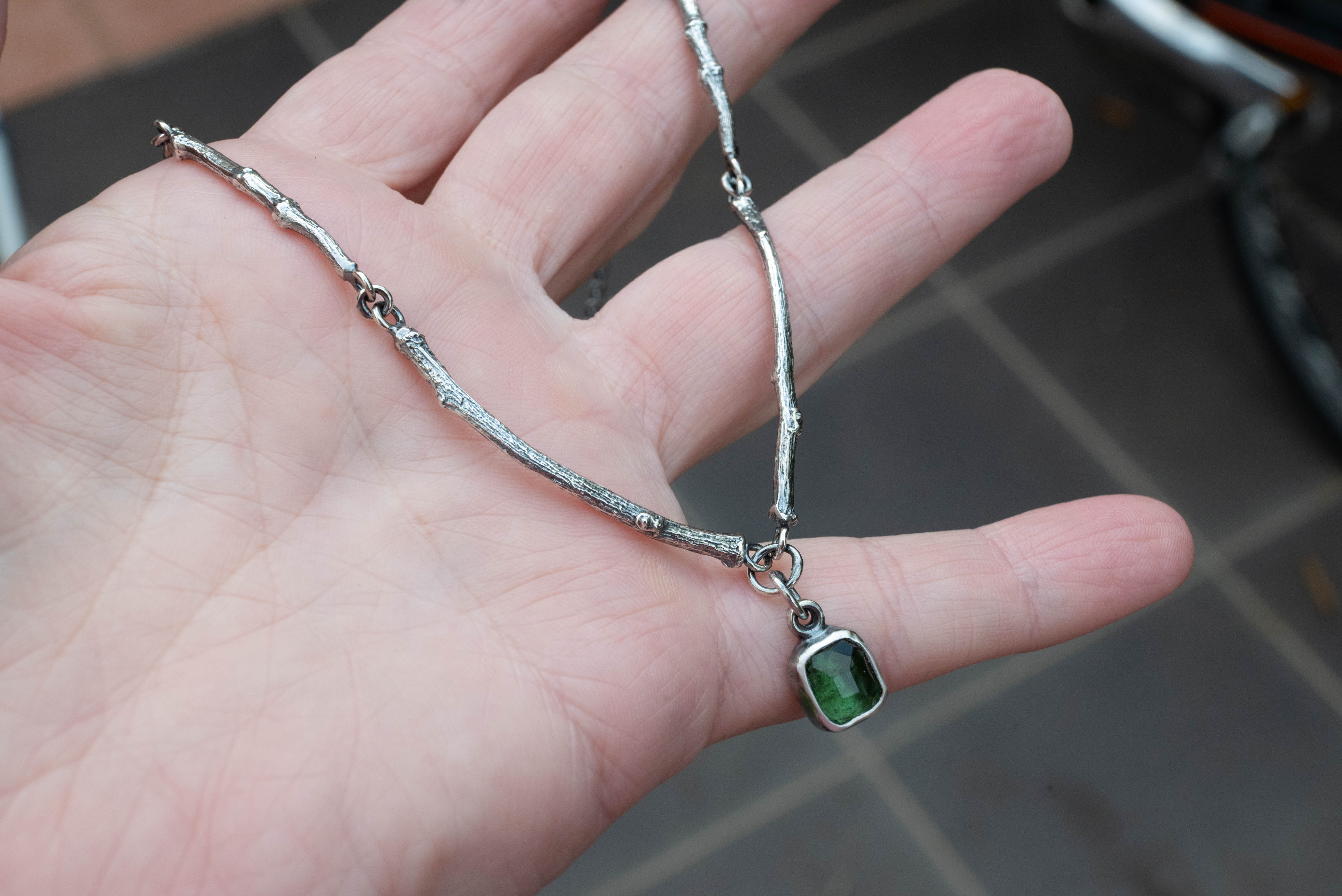 natural green tourmaline jewelry handmade in Greece