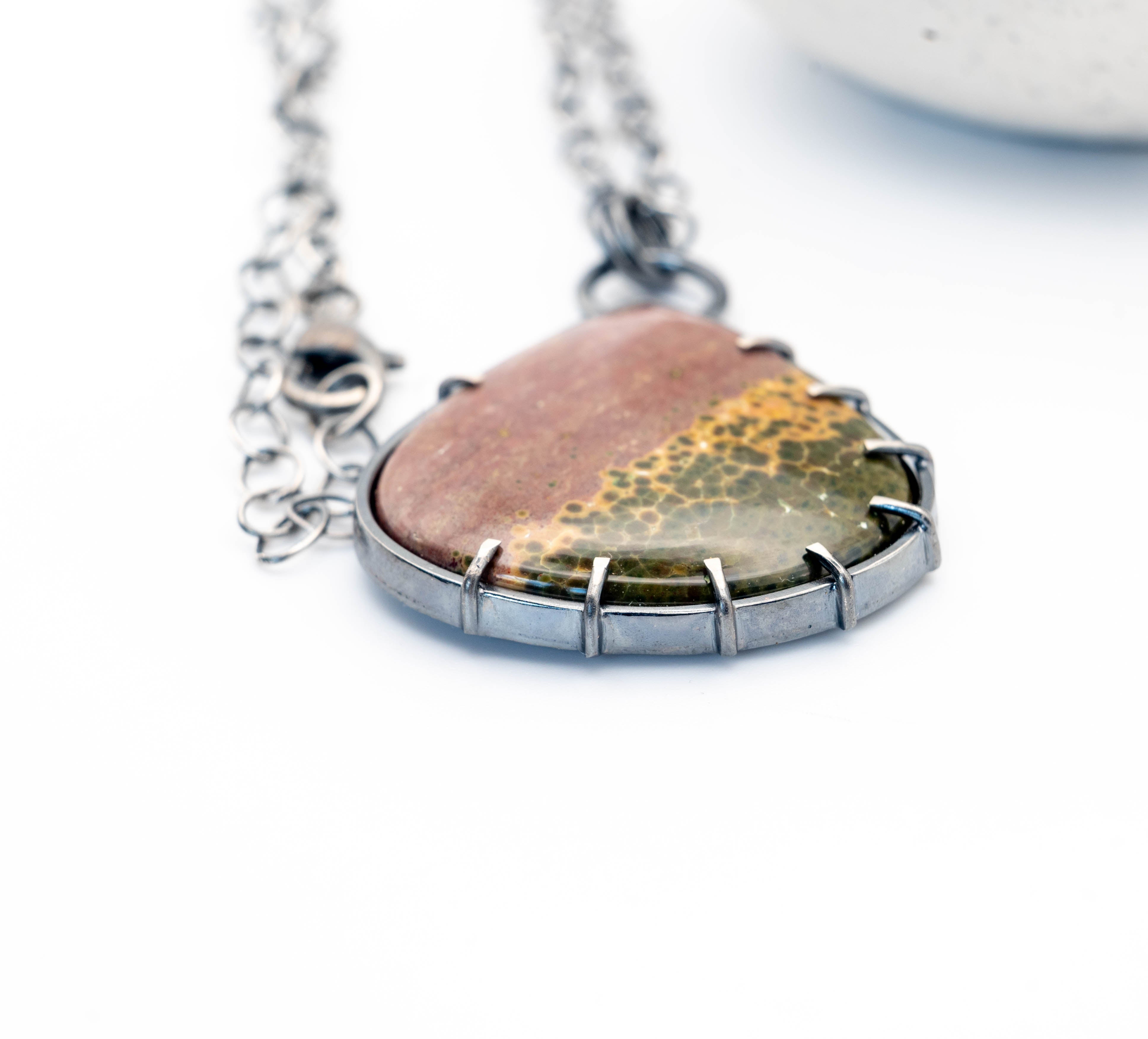 Ίασπις χειροποίητο ασημένιο κολιέ