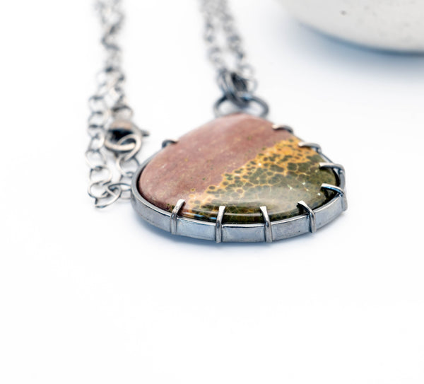 Ίασπις χειροποίητο ασημένιο κολιέ