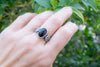 χειροποίητο ασημένιο δαχτυλίδι με μαύρο όνυχα