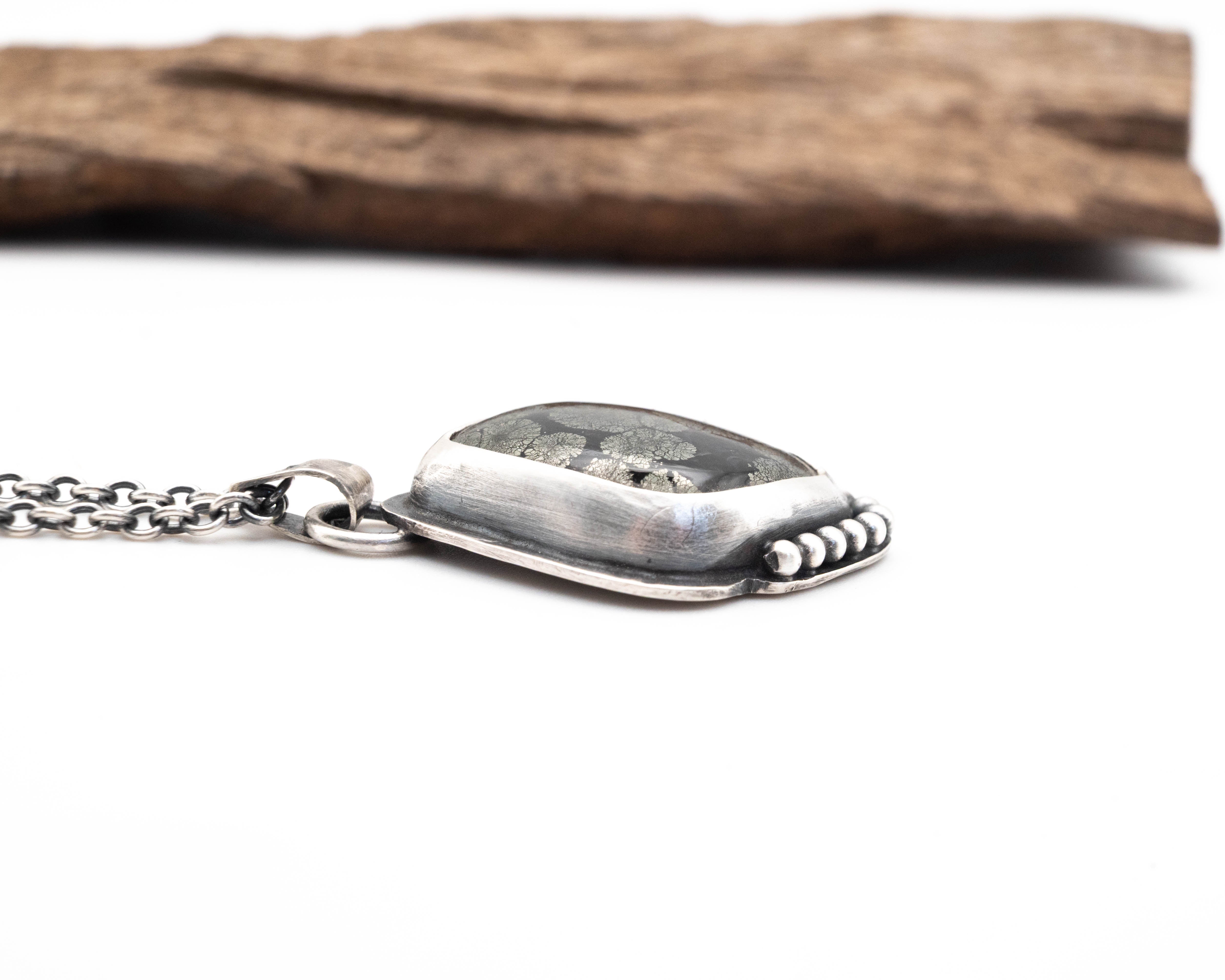 Χειροποίητο Ασημένιο Κολιέ με Μαρκασίτη – Οξειδωμένο, Μοναδικό