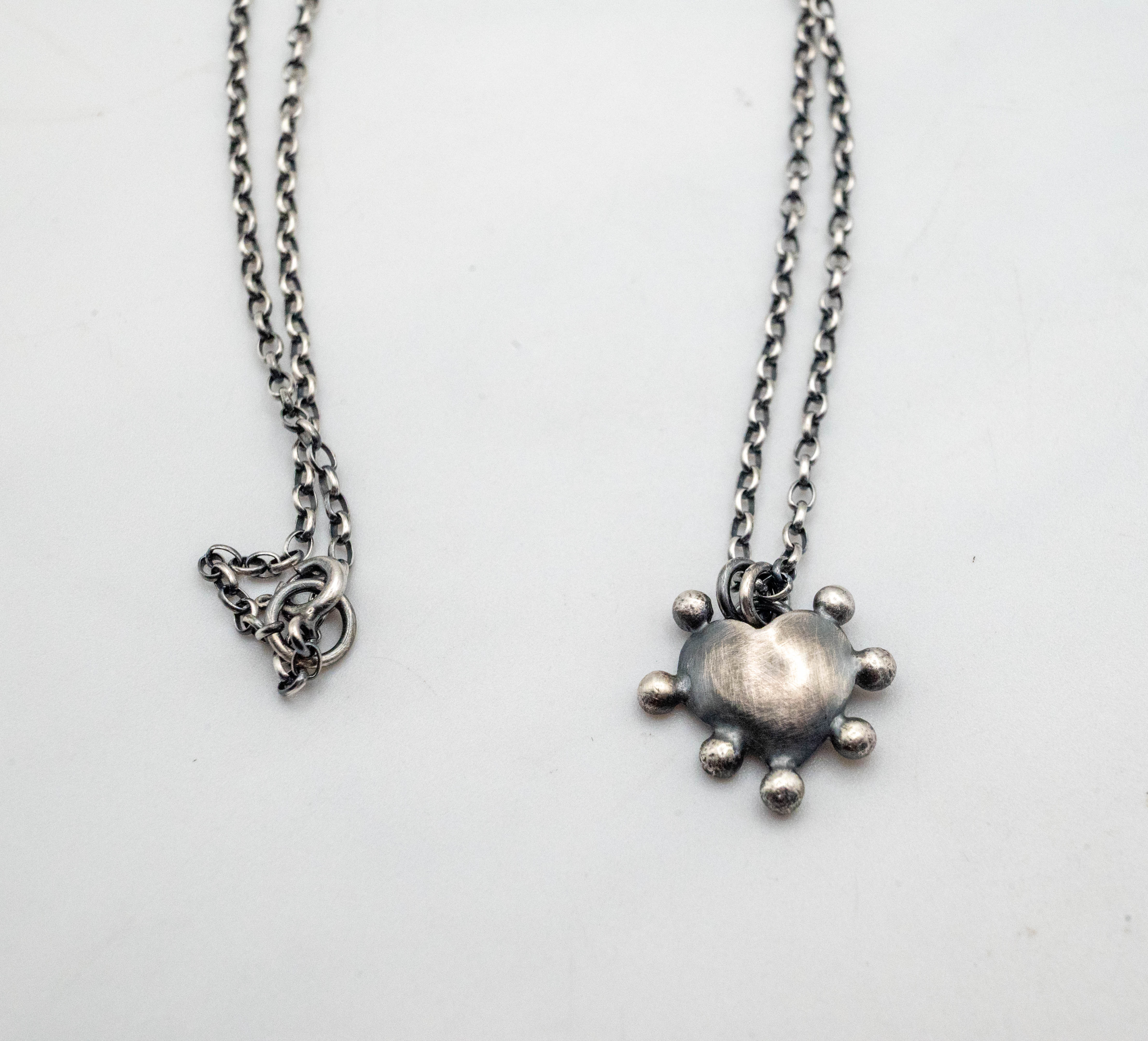 κολιε ασημενιο καρδια χειροποιητο boho