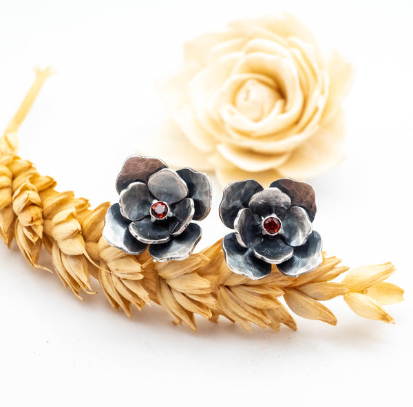 boho ασημένια σκουλαρίκια λουλούδι